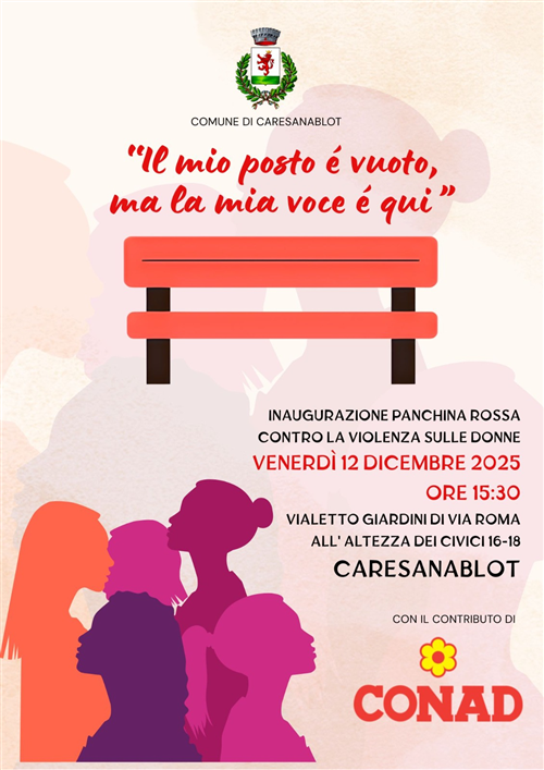 Inaugurazione panchina rossa contro la violenza alle donne